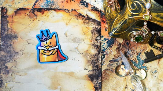 The Cat King Holographic Die-Cut Sticker