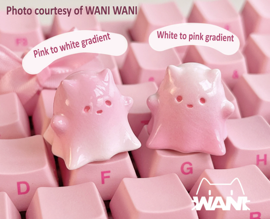 Ghostie Kitty Artisan Keycap | Pink Ghost Cat Keycap