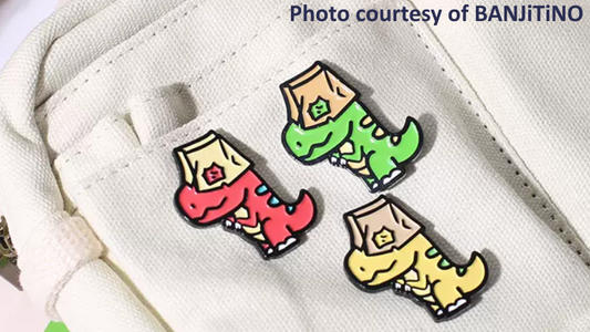 Introvert Dino Metal Pin | Cute Socially Awkward Dinosaur