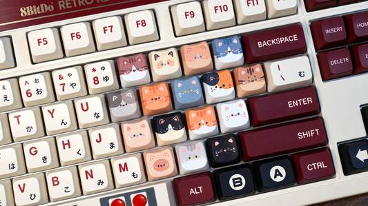 Printed Cat Face Keycaps | 16 MAO-Profile Cat Designs