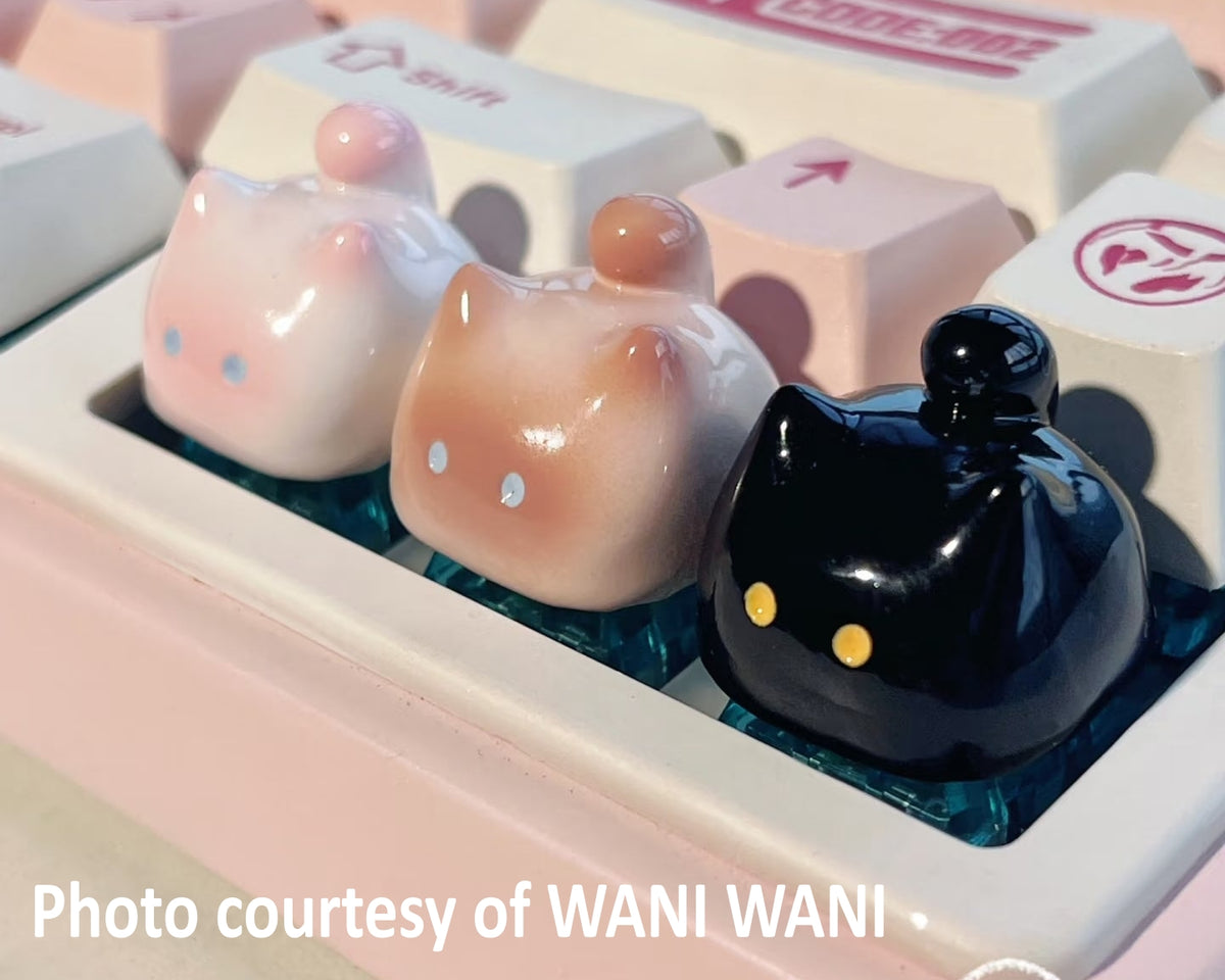 Blushing Loafing Around Kitty Artisan Keycap | Cat Loaf Keycap