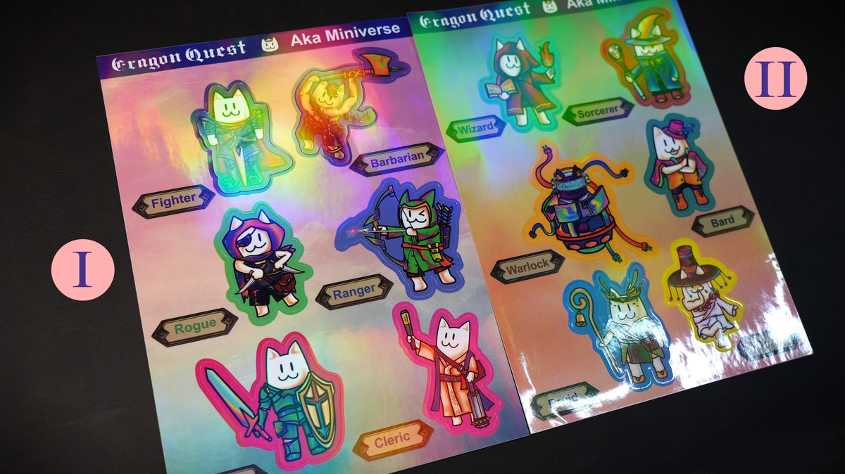 Cragon Quest Fantasy Cat Stickers | Original RPG Collection