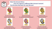 Introvert Dino Metal Pin | Cute Socially Awkward Dinosaur