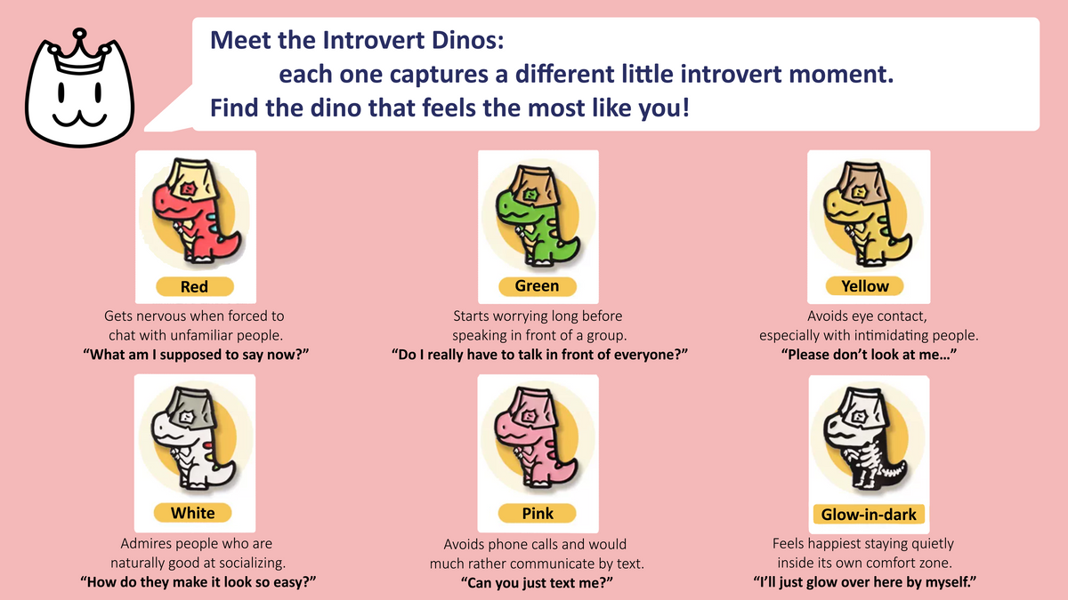 Introvert Dino Metal Pin | Cute Socially Awkward Dinosaur