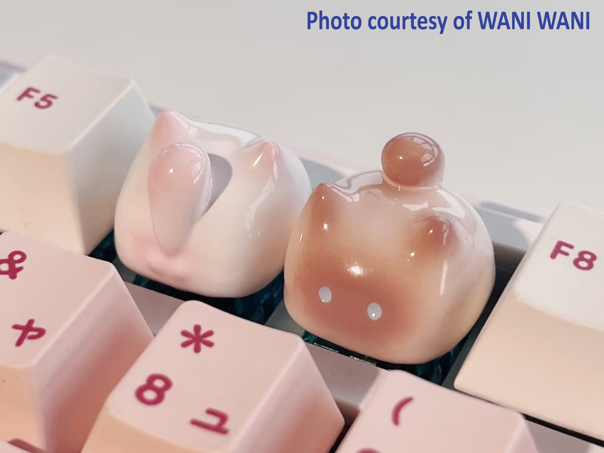 Blushing Loafing Around Kitty Artisan Keycap | Cat Loaf Keycap