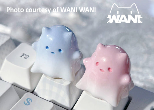 Ghostie Kitty Artisan Keycap | Pink Ghost Cat Keycap