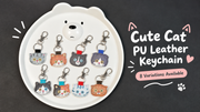 Cute Cat Keychain – PU Leather Bag Charm