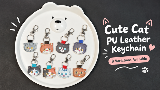Cute Cat Keychain – PU Leather Bag Charm