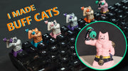 Gym Bro Cat Artisan Keycap | Handmade Muscular Cat