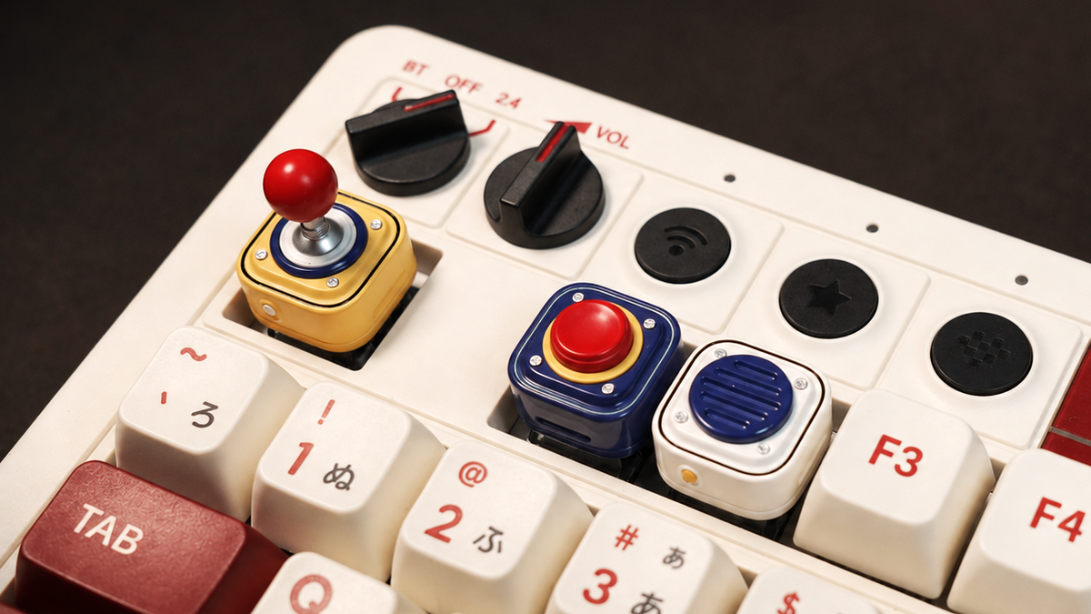 Retro Arcade Control Keycaps | Joystick, Button & Speaker Resin Keycaps
