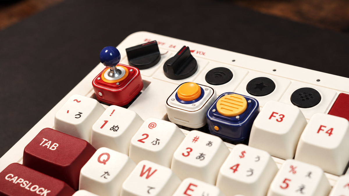 Retro Arcade Control Keycaps | Joystick, Button & Speaker Resin Keycaps