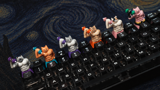 Gym Bro Cat Artisan Keycap | Handmade Muscular Cat