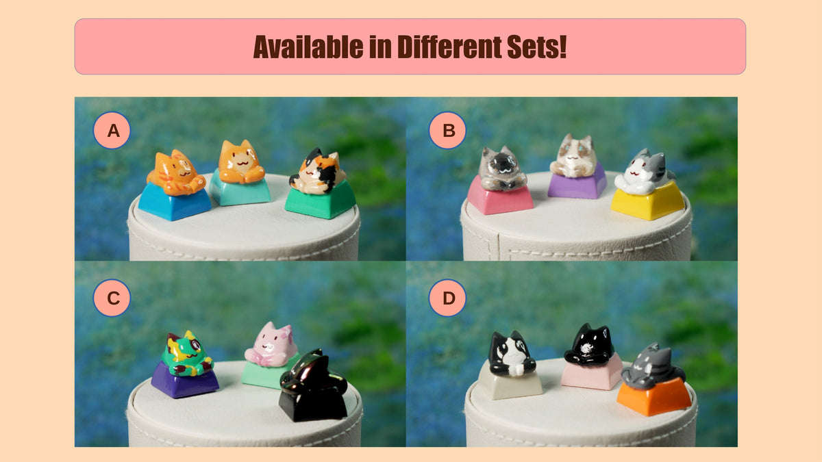 The Basics Handmade Cat Keycaps | Cat Kingdom Collection