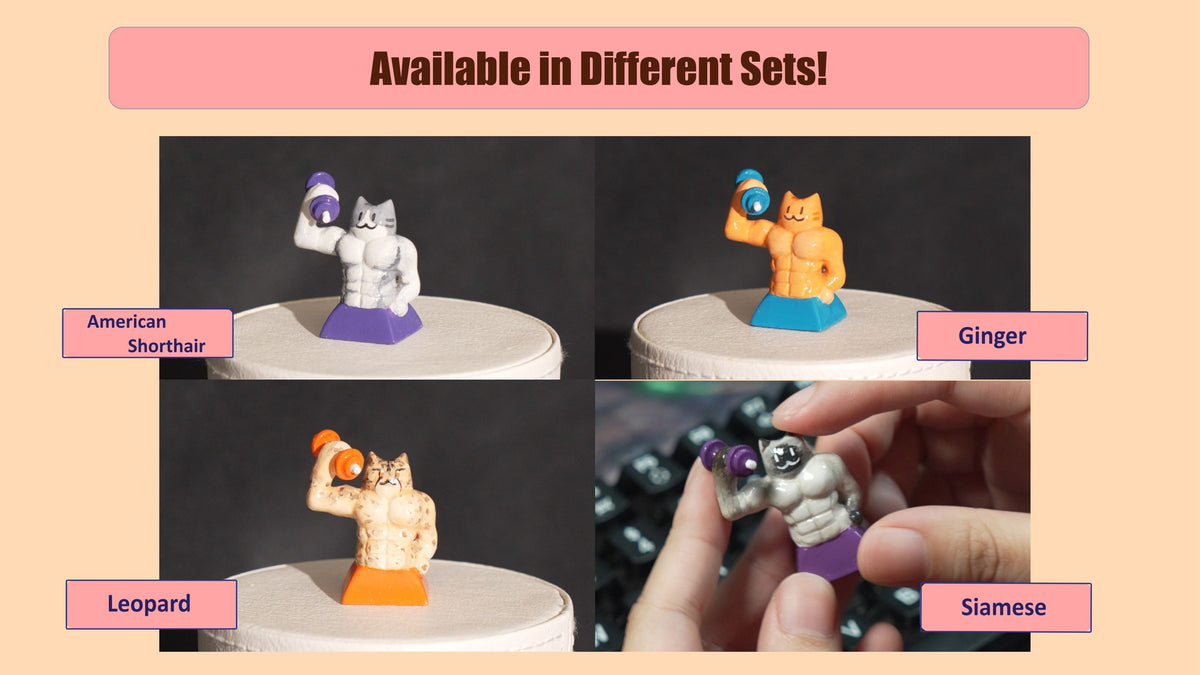 Gym Bro Cat Artisan Keycap | Handmade Muscular Cat
